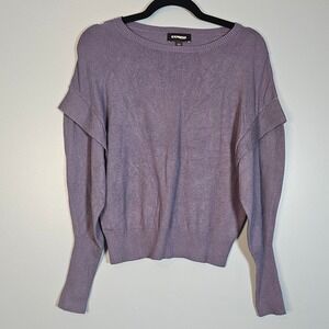 Express Women's Navy Blue Crew Neck Long Sleeve Dolman Sweater Top Size S